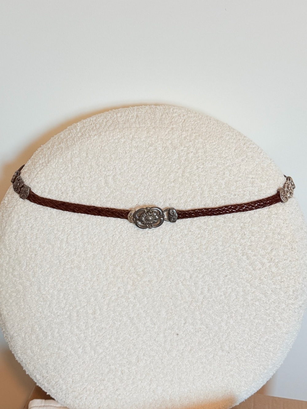 Vintage Olga Santini Concha Hip Belt Leather Braided Brown 90s Boho Y2K Western - Picture 3 of 15